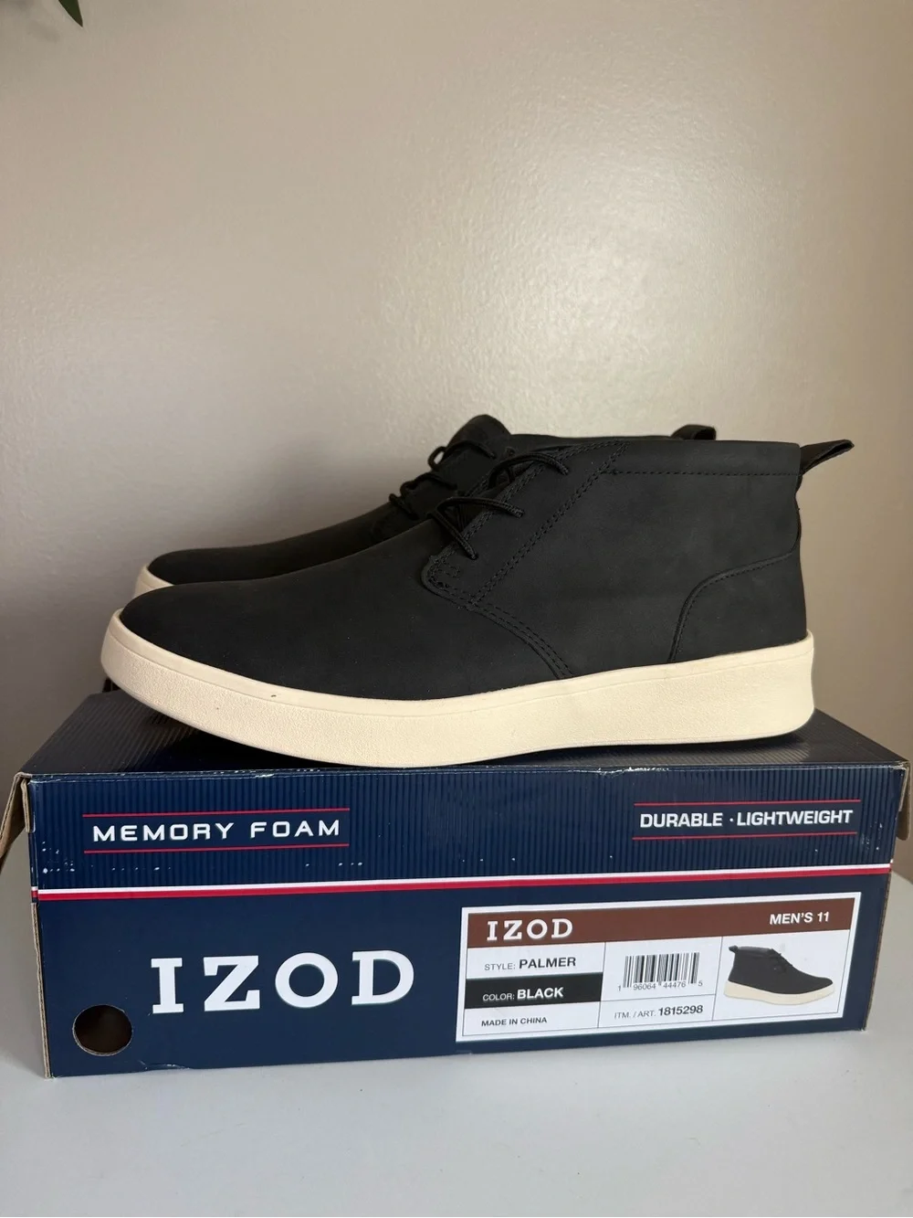 Izod Men's Palmer Casual Chukka Boot‎ 1815298 Black White New in Box Size 11